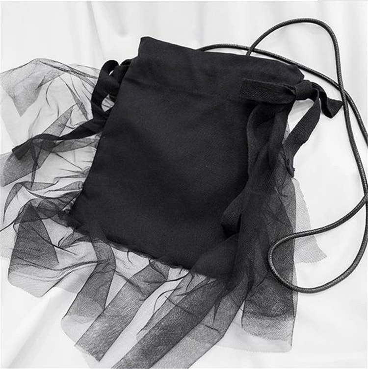 世界的に疲れたデザイン メッシュ リボン クロスボディ ショルダーバッグ[K](T)