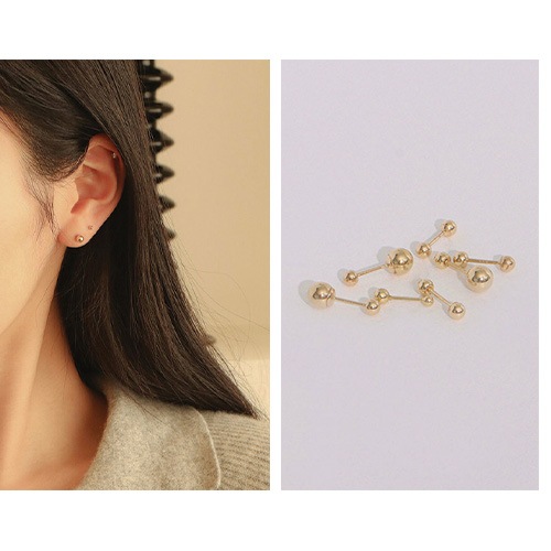 [IVE 着用]デイリーラウンドボールピアス (14kgold) 韓国ファッションスタイル 韓国人気アクセサリー 大学生ファッション