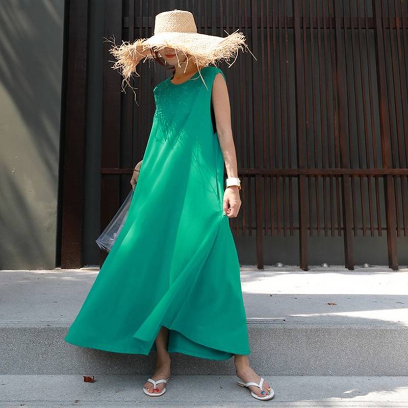 2color レディース ワンピース ロングワンピース ノースリーブ ロング マキシ マキシ丈 アン