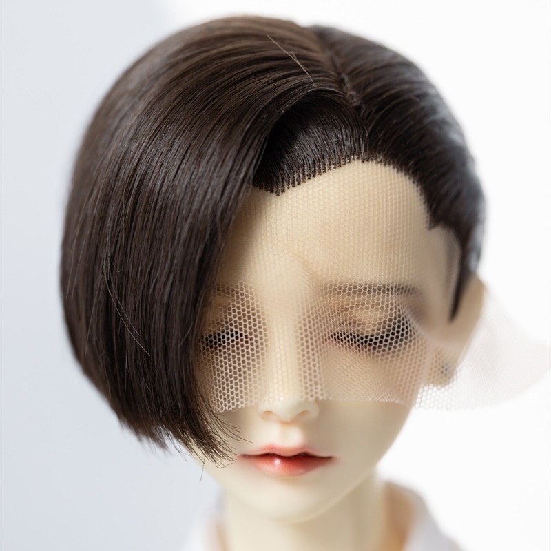 BJDドール ウィッグ 富士額 アレンジ 手直し ショート ブラウン SDサイズ人形用 頭囲22‐24cm