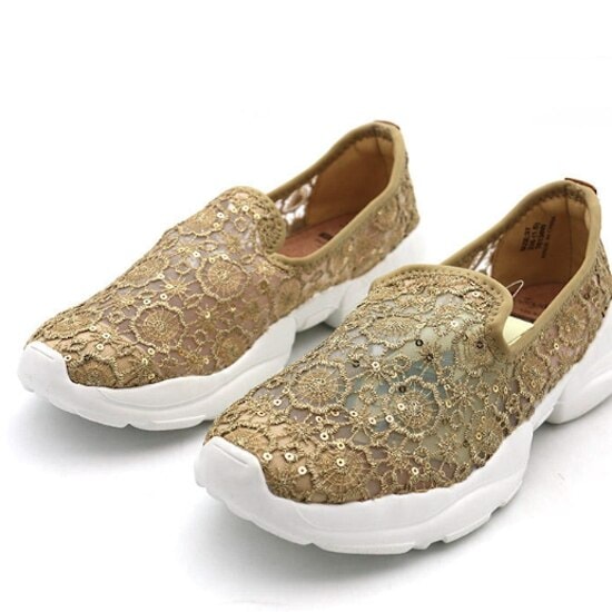 【取寄：納期2週間】スリッポン レディース 靴 レース カジュアル 軽量 スニーカー 通気性 涼しい ローカット