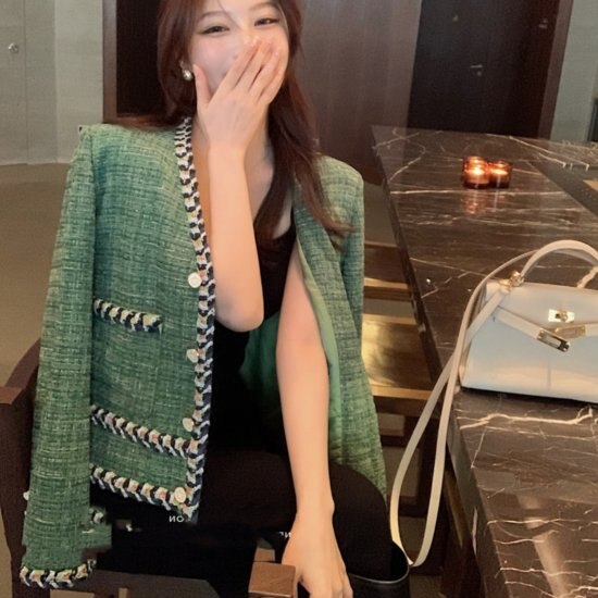 【取寄：納期2週間】ジャケット ツイード 大きいサイズ 春 秋 コート カジュアル エレガント フォーマル