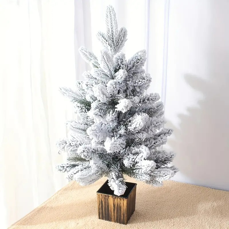 ミニクリスマスツリー インテリア 雪 全長45cm クリスマス グリーン ホワイトクリスマス ライトなし 卓上 ミニツリー 4-7