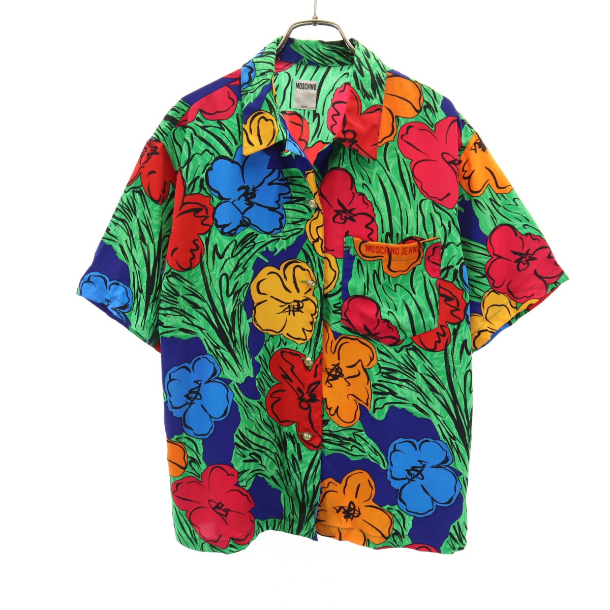 JEANS 花柄 半袖 オープンカラー シャツ 9 レディース 古着