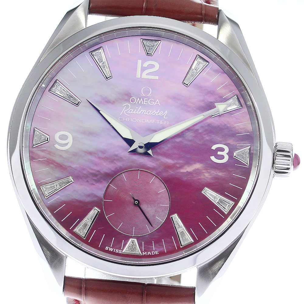 美品 箱・保証書付き【OMEGA】オメガ シーマスター レイルマスター ダイヤインデックス 2806.77.40 手巻き メンズ_740642【中古】