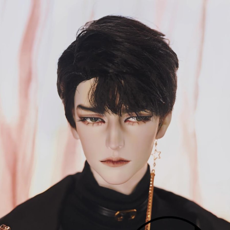 BJD 1/3 ドールウィッグ ショート 7:3パート 柔らかい糸 黒色 SD/小顔SDサイズ球体関節人形用ウィッグ