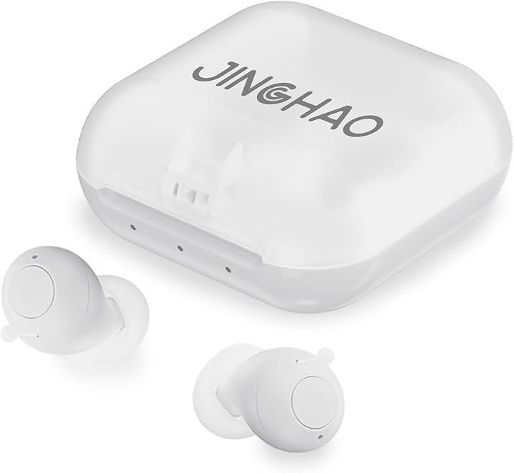 JINGHAO集音器 高感度集音器 高齢者向け 両耳対応 ワイヤレス集音器 DSPテクノロジー 充電台 USB-C充電 収納ケース 目立たない 耳あな型 小型 軽量 音量調節( 乳白)