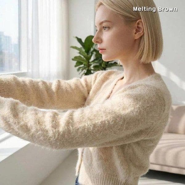 女性クロップニットカーディガンK12