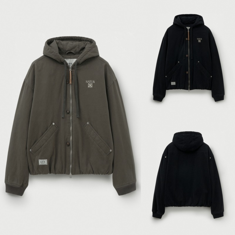 【SATUR】25FW TEO PADDED HOODED ZIP-UP : 2COLORS