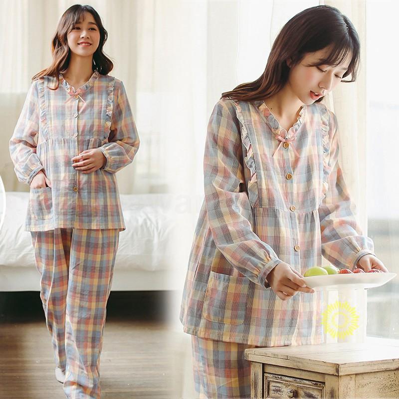 マタニティーパジャマ 授乳服 春夏秋冬 長袖 マタニティーパジャマ 綿 大きいサイズ ストライプ 妊娠 上下セット 授乳口付き ルームウェア 部屋着 ママ