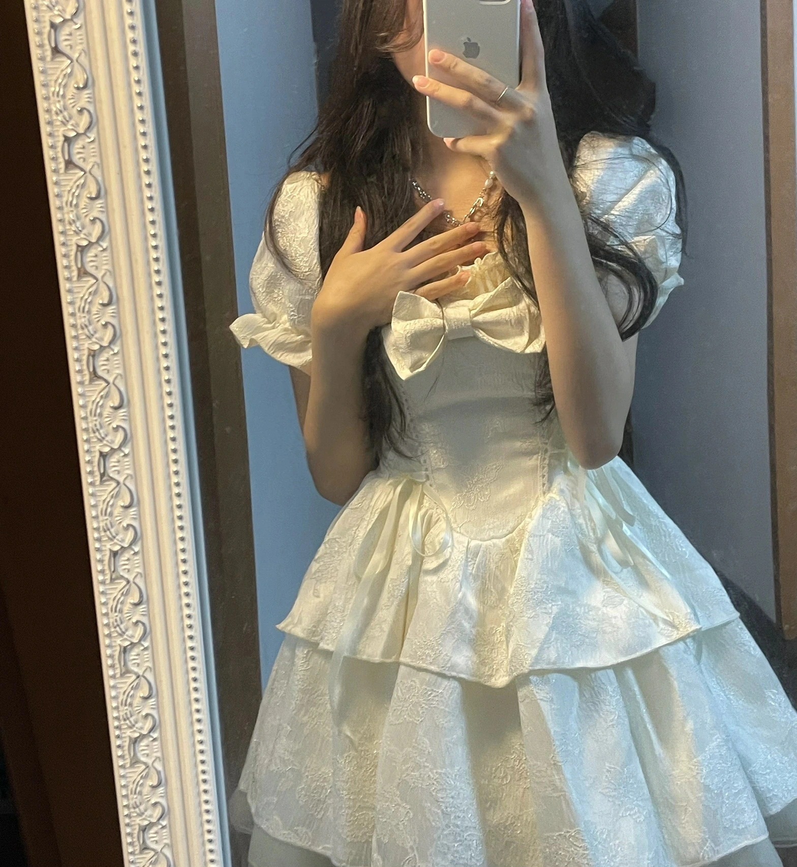 ロリータ コスプレ 春夏 新作 蝶結び ワンピース 着痩せ 百掛け ドレス ティーブレイクドレス