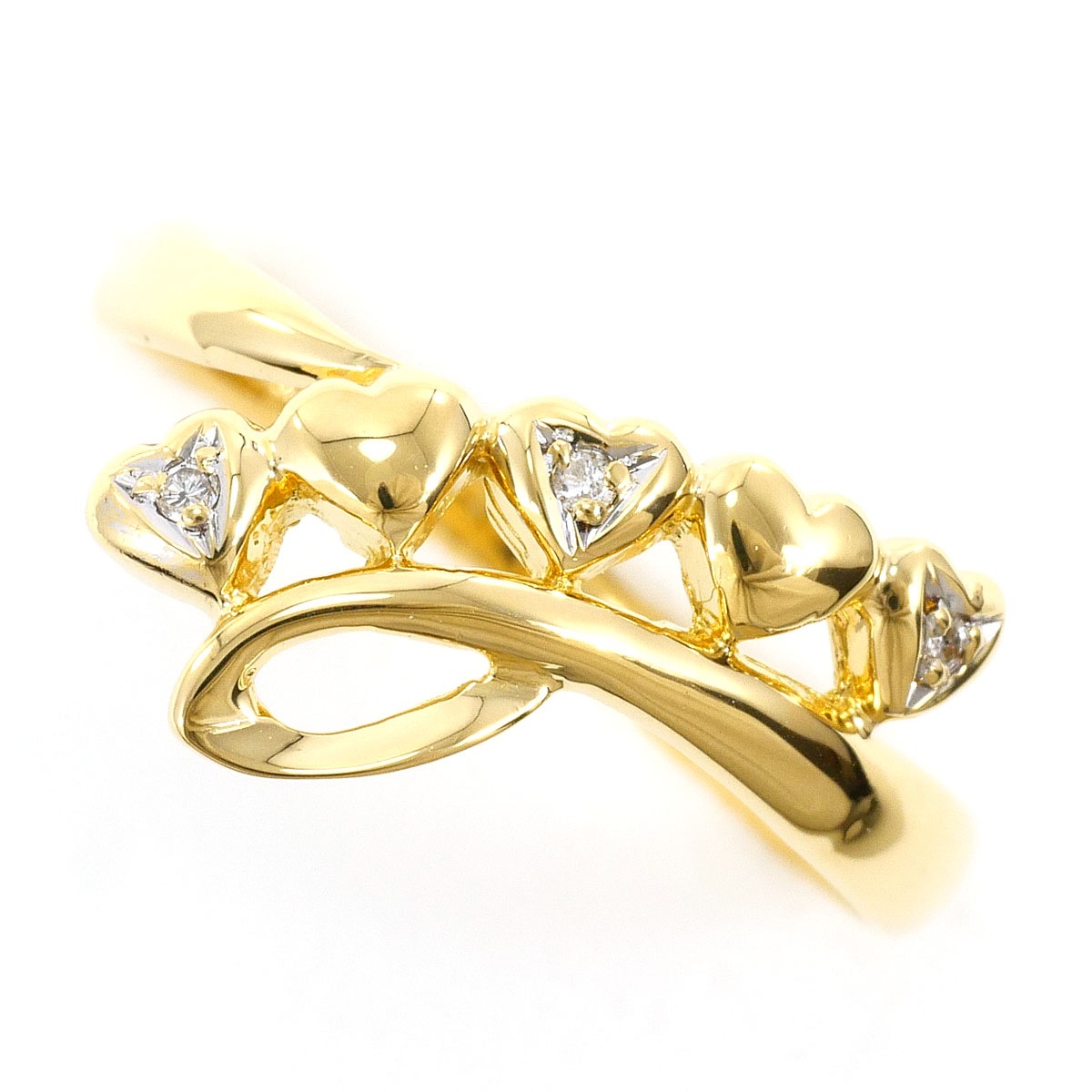 K18 18金 YG イエローゴールド リング・指輪 12号 ダイヤモンド 0.02ct 総重量約1.8g 中古