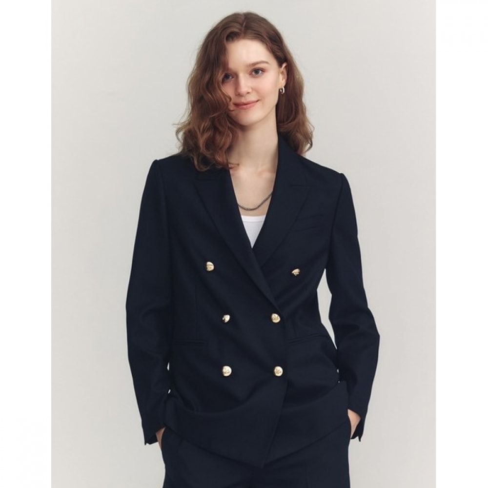 (ヘッジスレディース) 24FW ウールブレンドダブルジャケットブラック HSJA4D992BK