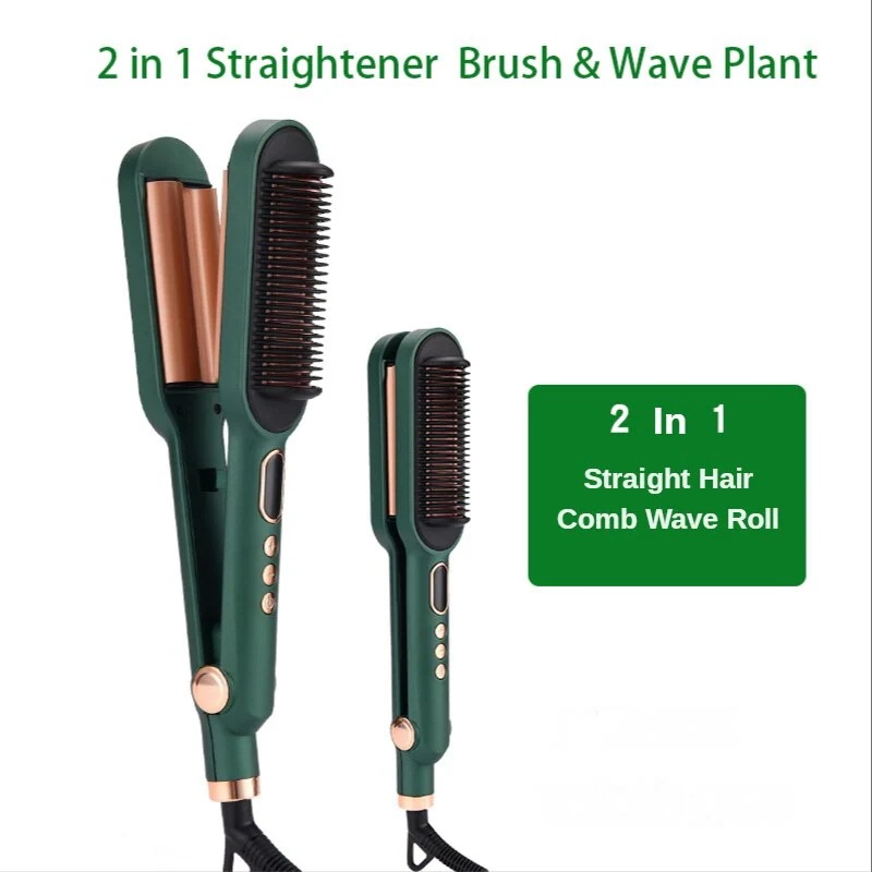 とカール 旅行 ストレートヘアブラシ 携帯便利 ストレートアイロン ための多機能セラミックマイナスイオンブラシ 新品2way