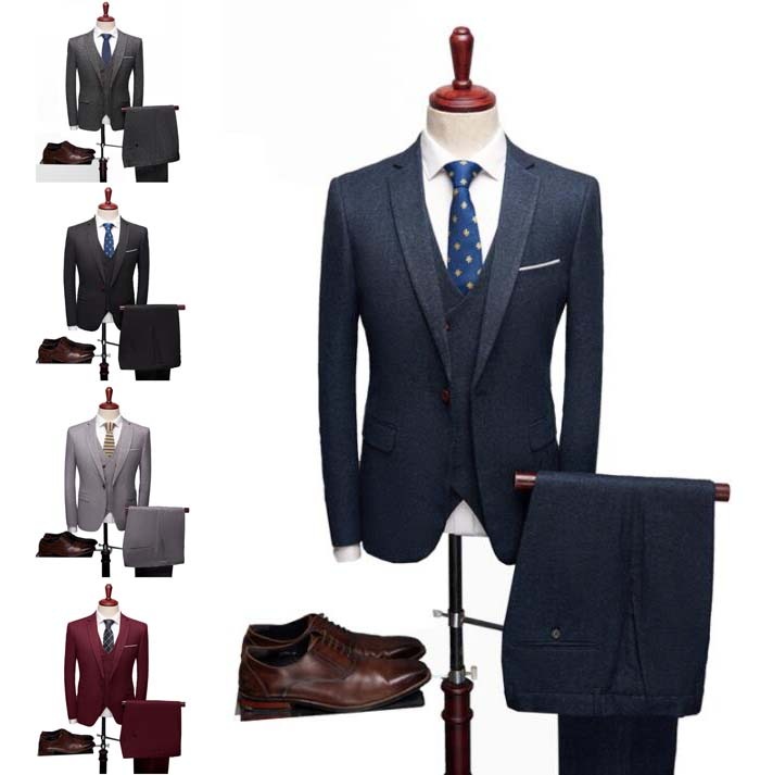 上下セット3ピーススーツジャケット+ベスト+パンツメンズスーツ男l性結婚式披露宴二次会パーティー忘会カジュアルスーツビジネススーツスリーピースフォーマルスーツメンズスーツセットアップオフィス入学式卒業