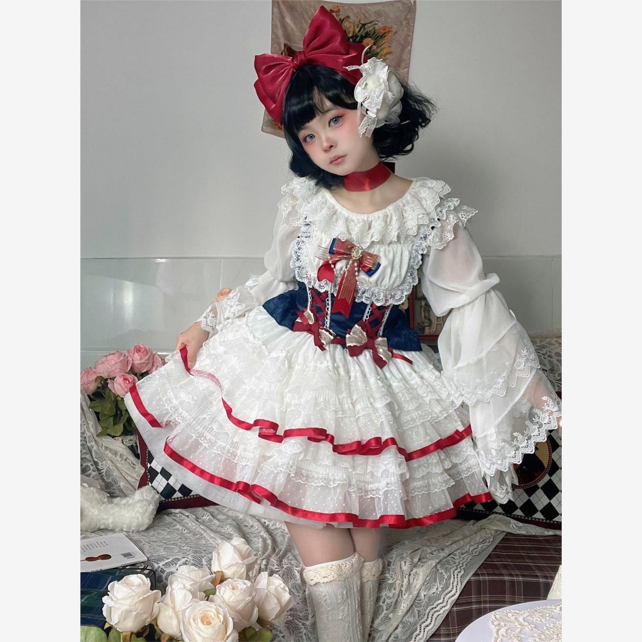 キャミソールワンピースロリータ 白雪姫Sugar Girl新製品ロリータドレス甘くてかわいいbai Xueji Jskサスペンダードレス秋