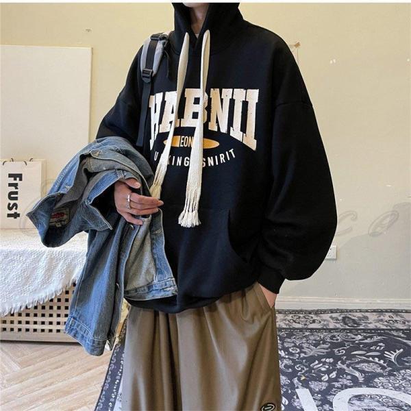 パーカー メンズ 長袖 英字プリント フード付き トップス 大きいサイズ 春秋 スポーツ 男性用 カジュアル プルオーバー かっこいい 紳士 きれいめ パーカー