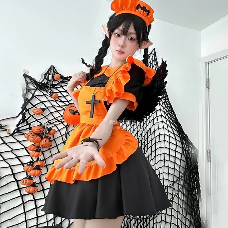 正規品ハロウィーンコスプレセットカボチャ人形cos服ロリータワンピース甘いメイド服