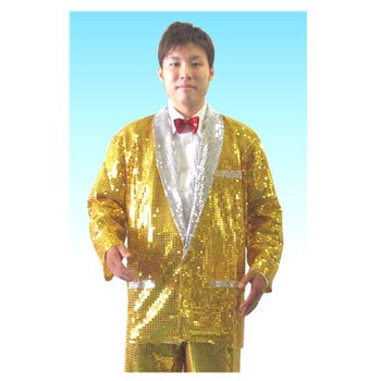コスプレ 仮装 スパークタキシード (ゴールド) 【 コスプレ 衣装 ハロウィン 仮装 コスチューム 服 メンズ タキシード 大人用 男性用 余興 燕尾服 パーティーグッズ 】