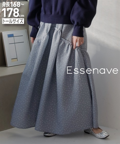 ロングスカート 高身長　ドットフレアギャザースカート トールサイズ Essenave