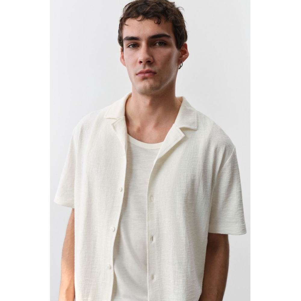 H&M ジャージ キャンプ シャツ レギュラーフィット クレーム