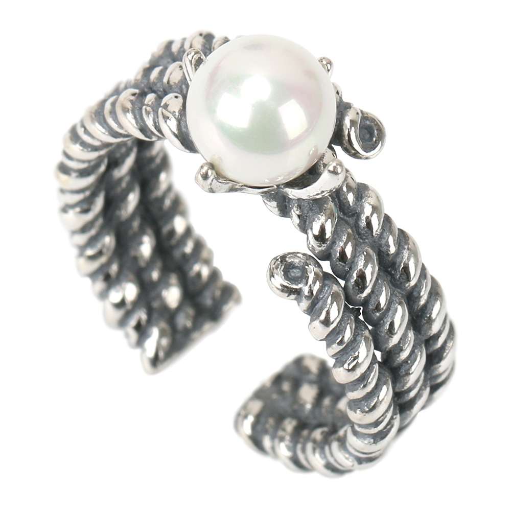 925 一粒リング パール ねじり [cr315]