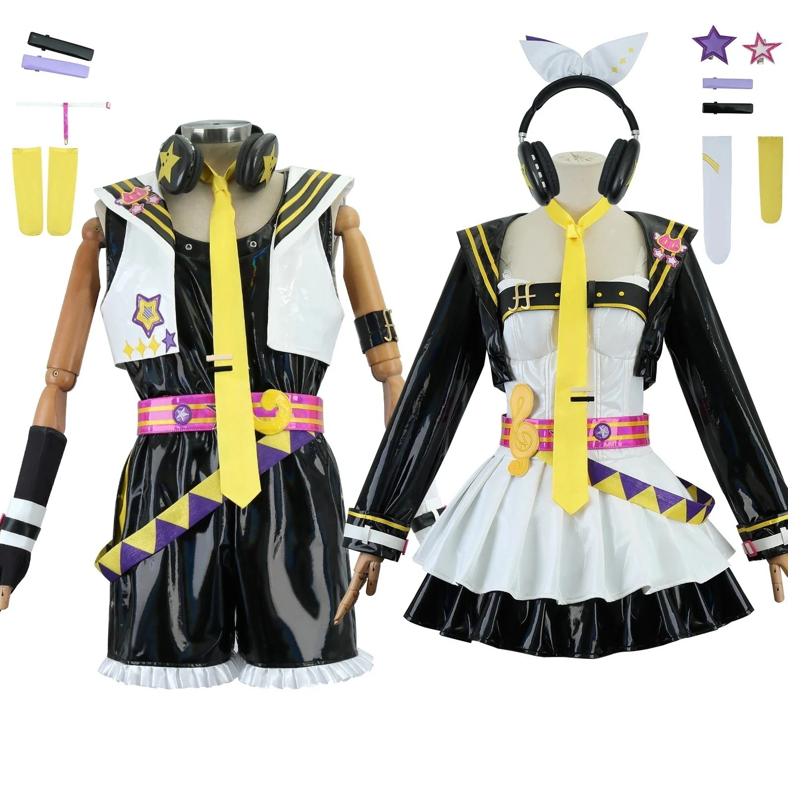 鏡音双子鈴連cos服鏡音鈴鏡音連ニャス走連動コスプレ衣装セット コスチューム