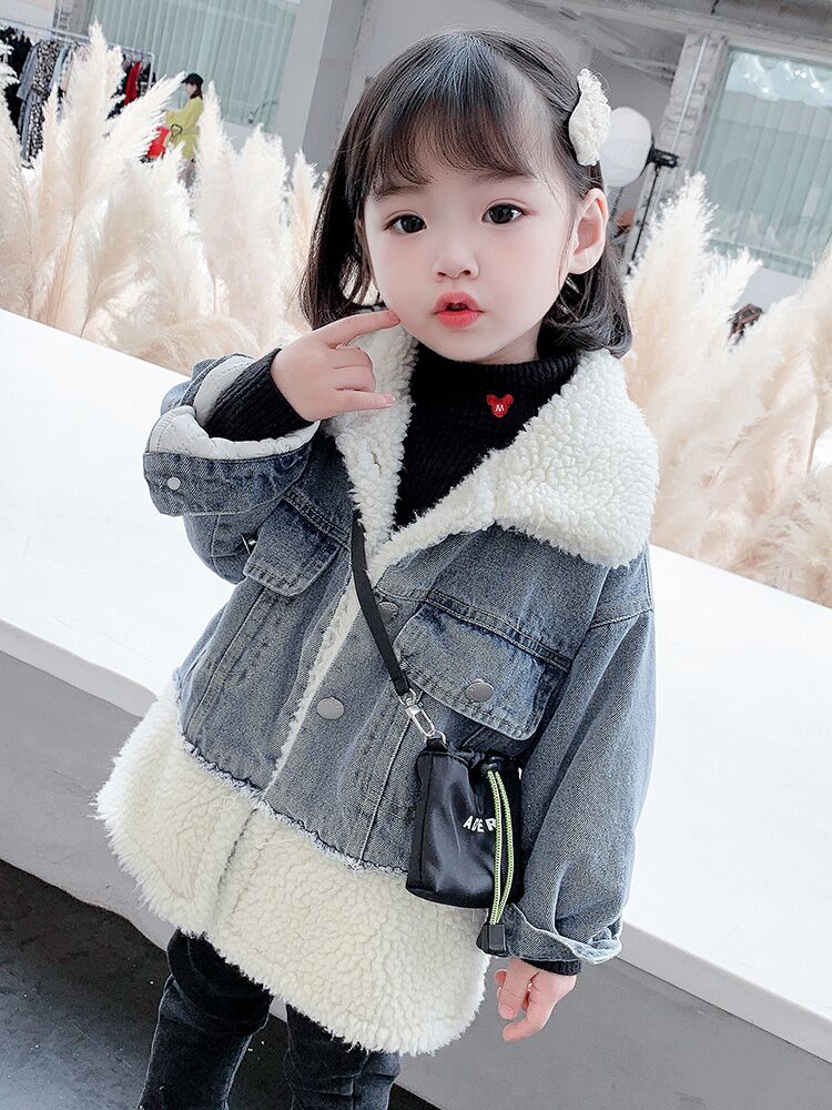 韓国こども服かわいい色のフーディーボアブルゾンkids - コート