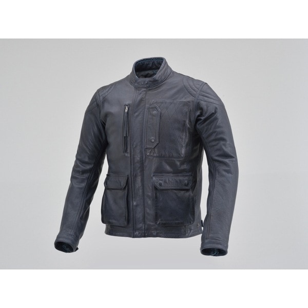 D23692 DL-501 スクランブラージャケット XLサイズ(メンズ) ネイビー バイク用 レザー ジャケット