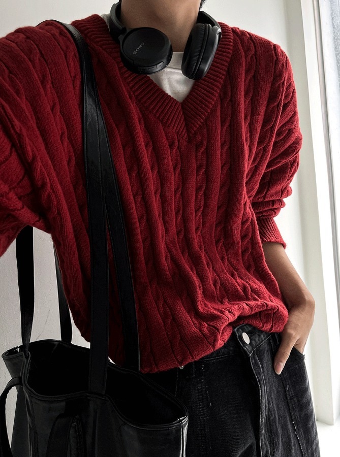 [COSYHARU公式]cliff twist V-neck knit