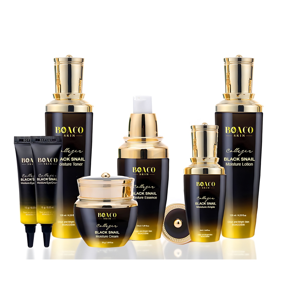 ボアコスキン カタツムリ コラーゲン ブラックスネイル 6種 スキンケア セット / シワ改善 美白 機能性 女子 化粧品 基礎セット