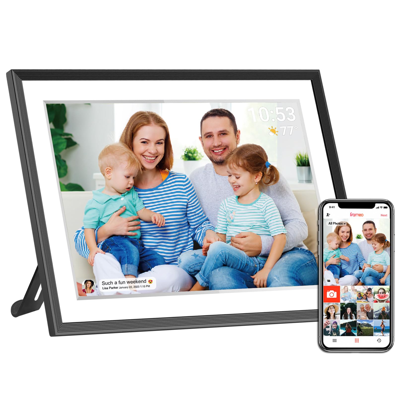 FRAMEO デジタルフォトフレーム Wi-Fi 10.1インチ タッチパネル 1280x800 IPS広視野角 32GBストレージ内蔵 写真 音楽 動画 転送 遠隔 スライドショー 無料アプリ