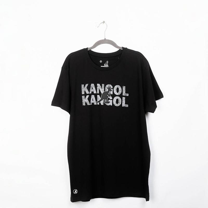 男性半袖Tシャツ KANGOLデザイン プリントロゴ ブラック