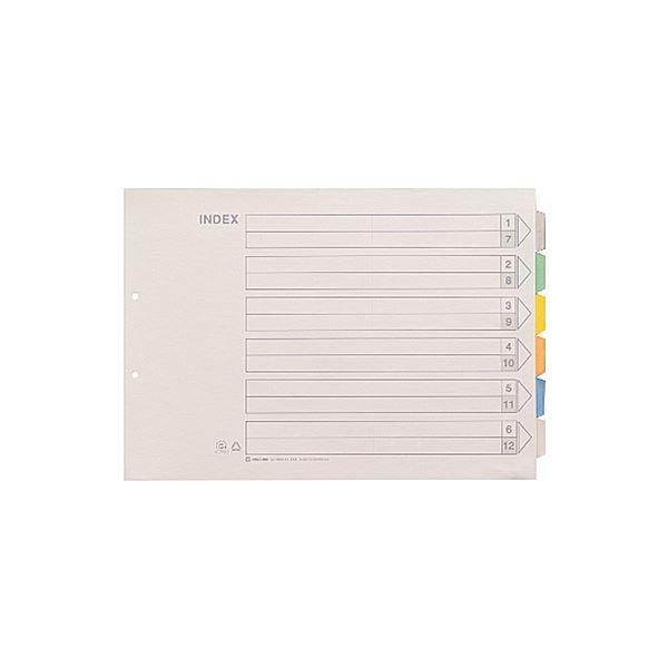 キングジム カラーインデックス A3ヨコ2穴 6色6山+扉紙 1000E-6Y 1セット(100組:10組×10パック)