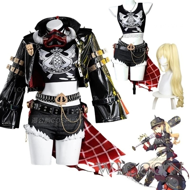 Zenless Zone-女性のためのルーシーコスプレ衣装,ハロウィーンのユニフォーム,ルーシアオーセシス,セオドロデサスペンション,カリドンの息子,かつらのアクセサリー