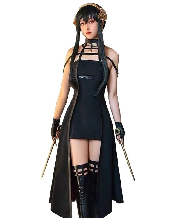 【ウィッグ付き】 スパイファミリー 風 ヨルフォージャー コスチューム コスプレ衣装 6点セット サイズ S―XXL