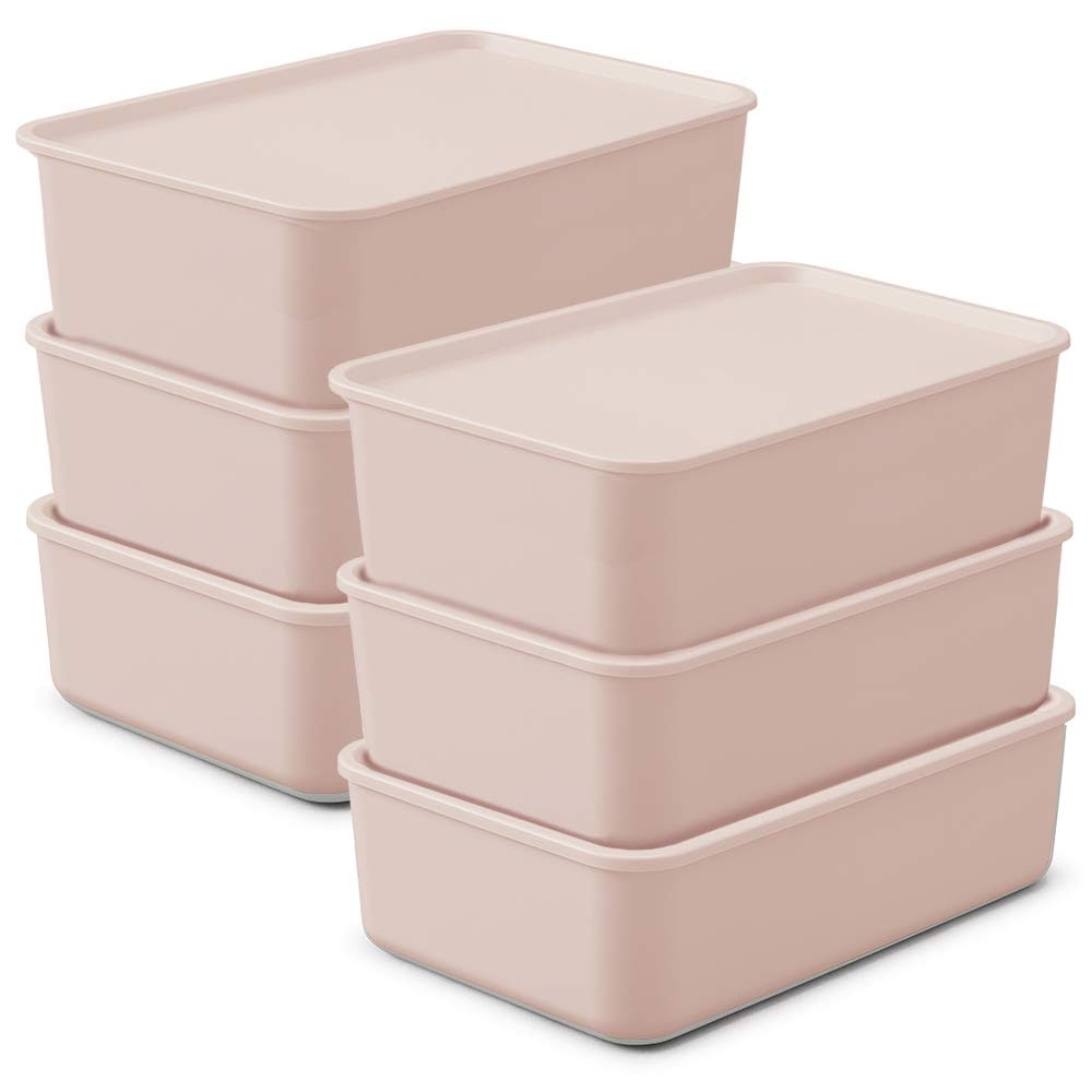 全国送料無料 アイリスオーヤマ ふた付き積み重ねBOX 6個セット ブルー 収納ボックス 収納 おもちゃ コスメ収納 調味料 FTB45 幅45cm