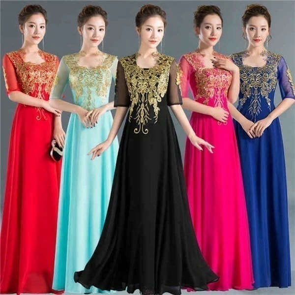 【激安開催！】ロングドレス イブニングドレス 発表会 カラオケドレス 衣装30代 40代 50代 60代 パーティー ミセス 演奏会用ドレス ピアノ 合唱 披露宴 お呼ばれ 結婚式ネイビー 水色 レッ