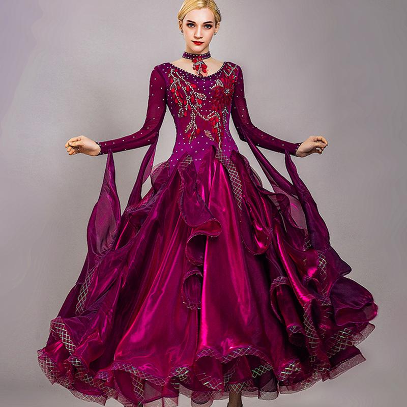 G　社交ダンス競技ドレス　豪華正装ドレス　競技会発表会ダンスワンピース　ゴージャスワルツドレス　5色　 品番3046