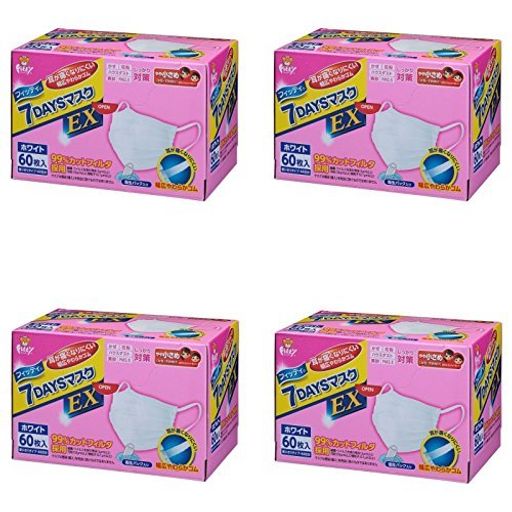 【まとめ買い】(PM2.5対応)フィッティ 7DAYSマスクEX やや小さめサイズ ホワイト 60枚入【X4個】 女性用 4,763円