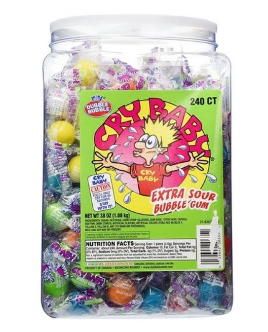 Dubble Bubble / ダブルバブル クライ ベビーエクストラ サウアー風船ガム 240個入り/Cry Baby Extra Sour Bubble Gum