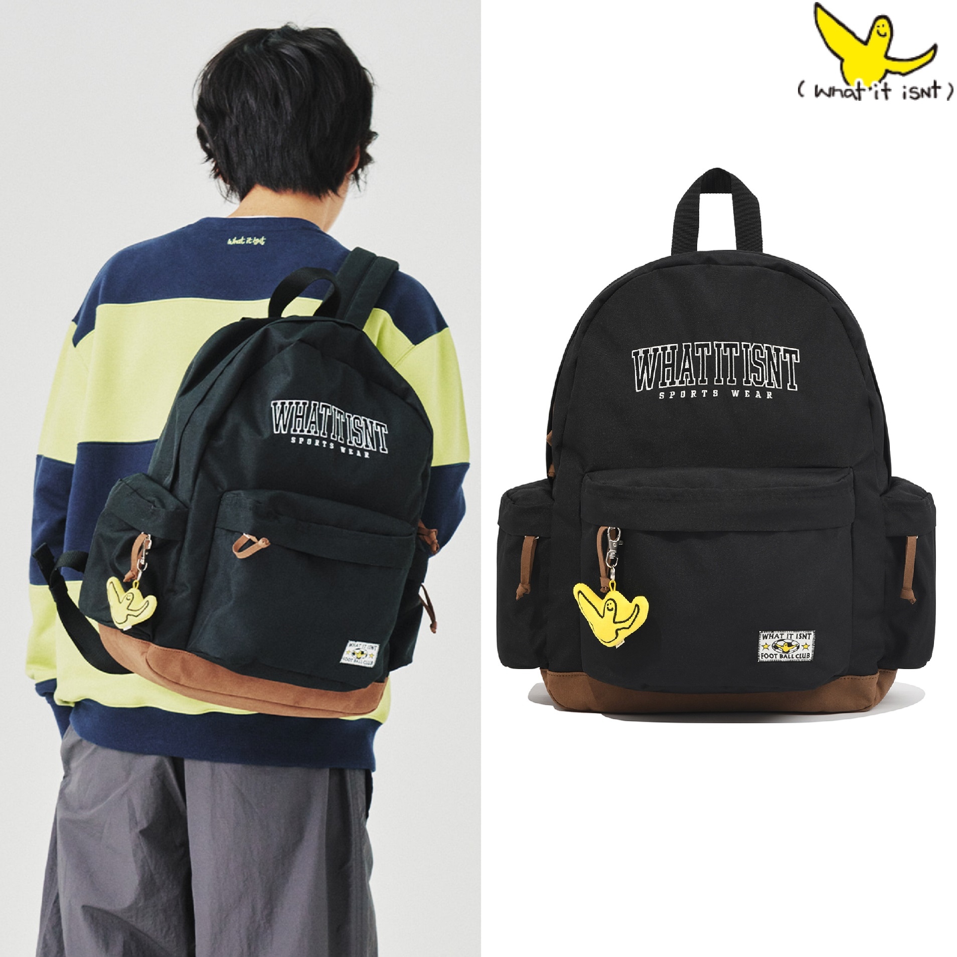 Angel Sporty Backpack (+Keyring) 新商品 新学期 韓国人気 韓国ファッション 男女共用 カップルアイテム ストリートファッション カジュアルバッグ 学生バッグ