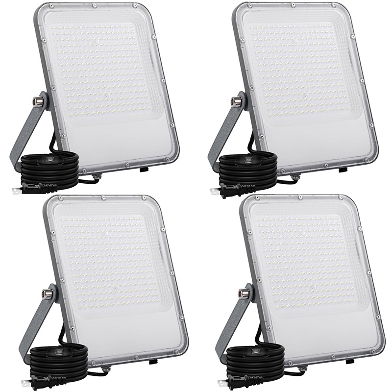 4個LED投光器 LED作業灯 屋外 200Ｗ 2000W相当 高輝度 26000lm 昼光色6000k 超ハイパワー 明るさ向上 超薄 超軽量 長持ち IP67防水 スイッチ付電源コード付