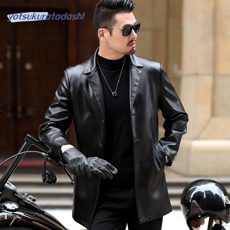 【急速出荷】メンズ革ジャン 秋冬　レザージャケット おしゃれ 合わせやすい ビジネス 本革 ライダースジャケット バイクウェア シングル 防寒防 お兄系