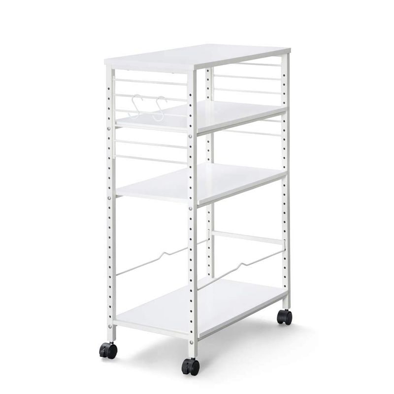 デスク サイドワゴン 棚板25段階 キャスター付き S字フック2個付き 耐水性 幅32×奥行59.4×高さ90 DSW