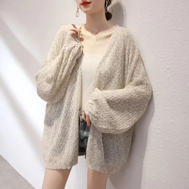 魔法の日焼け止 めカーディガン UVカット サマーニット　レディース カーディガン 薄手 UVカット 長袖 透け感 羽