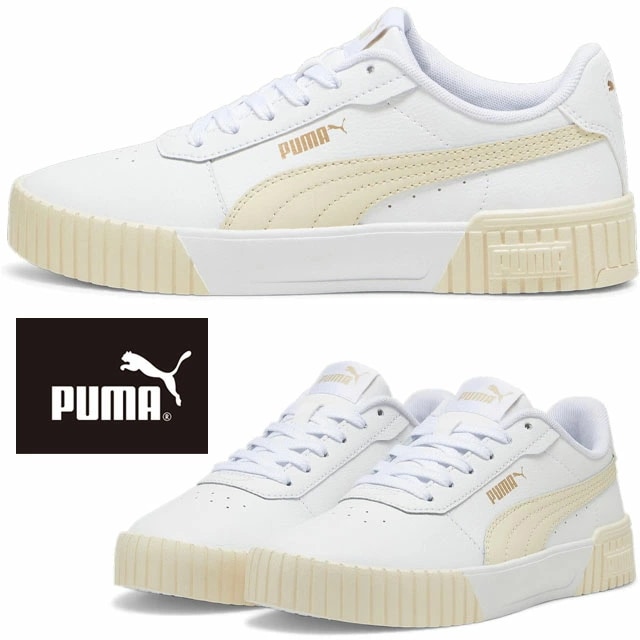 プーマ レディース 厚底 スニーカー キャリーナ 2.0 ローカット カジュアルシューズ 385849 23 プーマホワイト-シュガードアーモンド 靴