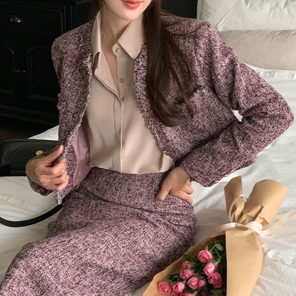 セミクロップド丈ツイードジャケット jk2581