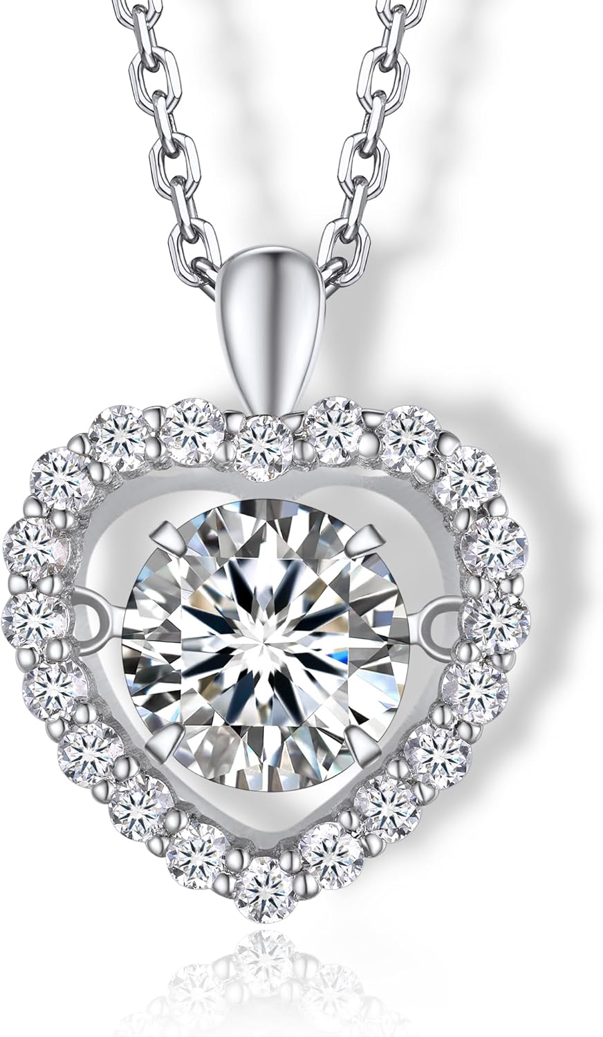 ダンシングストーン ネックレスモアサナイト ペンダント0.5-1カラットシルバー製チェーン長40cm＋アジャスター5cm華奢ギフトボックス付属誕生日記念日などのプレゼントに