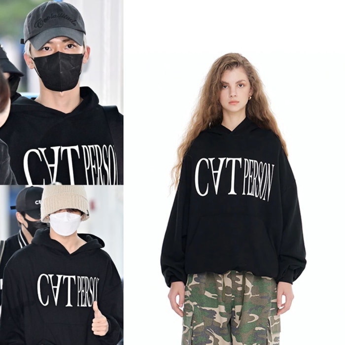 【NCT着用】CAT PERSON LETTERING HOODY - BLACK